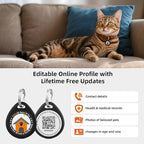 2 Pack Personalized Cat Tags,QR Code Pet ID Tags with Online Profile systerm,Editable Any Names and Phone numbles,2*Red,S