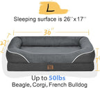 Large Orthopedic Dog Bed Washable - XL Dog Couch Sofa - Four Sides Dogs Beds Waterproof Non-Slip for Large Sized Dogs