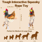 Squeaky Chicken Dog Toy with Pullable Egg – Full-Body Crinkle Plush & Rope Legs, Durable Interactive Toy for Small, Medium & Large Dogs