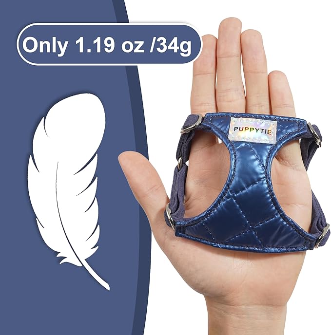 Puppytie No Pull Dog Harness with Multifunction Dog Leash,Soft Adjustable No Choke Escape Proof Pet Harness Vest for Medium Dogs,Glossy Sapphire Blue,M