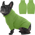 IECOii Dog Sweaters For Medium Dogs Girl Boy,Holiday Knit Doggy Sweatshirt with Sleeve,Turtleneck Thick Warm Dog Sweaters for Winter,Pullover Knitwear for French Bulldog,Boston Terrier (Grass green,L)