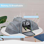 Petsfit Expandable Cat Carrier for 2 Cats Small Dog Carriers, Soft-Sided Portable Washable Pet Travel Carrier with Two Extension for Kittens, Puppies, Rabbits, 19 x 12x 12 inches, Light Grey