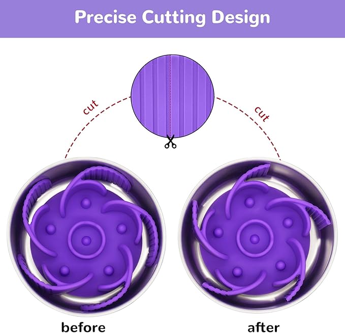 MateeyLife Slow Feeder Dog Bowls Insert with Suction Cups, Cuttable Design for Large & Medium Breeds, Fit for Regular Elevated, Compatible with Metal and Ceramic Dog Bowls for Slow Eating (Purple)