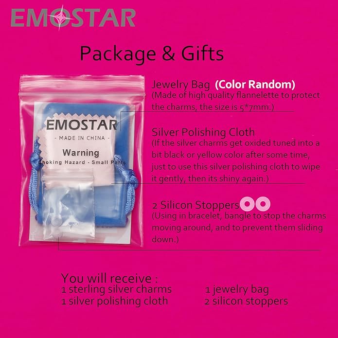 EMOSTAR Dog Paw Print Charms with Various Birthstone Crystals, 925 Sterling Silver Pawprint Beads for 3mm Snake Chain, Pet Lover Gifts for European Women Bracelet