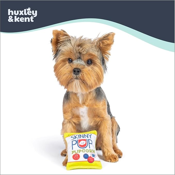 Huxley & Kent Funny Dog Toy w/Squeaker – Power Plush Squeaky Dog Toys for Small Dogs – Durable Small Stuffed Animal for Indoor Play & Fetch - Tiny Tuff Skinny Pup