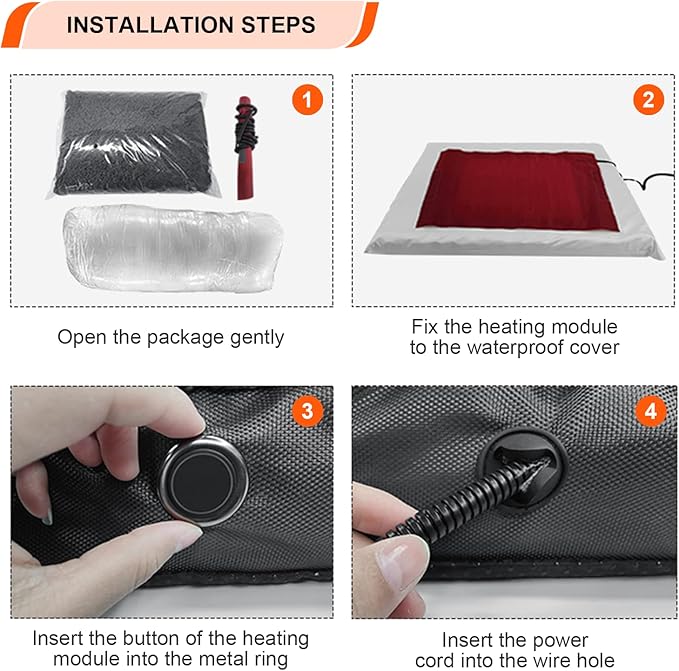 Heated Dog Bed with12V～24V Safe Voltage, Electric Heating Arthritis Orthopedic Dog Bed with Thickened Memory Foam, Heated Pet Bed with Waterproof Cover for Medium Dogs, Large Dogs (Large)