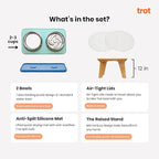 Trot Pets Elevated Dog Bowls | Stainless Steel Raised Bowl Set for Small, Medium, or Large Dogs | Non-Slip Food and Water Slow Feeder | Durable, BPA-Free, Anti-Skid, Dishwasher Safe (Sky, Medium)