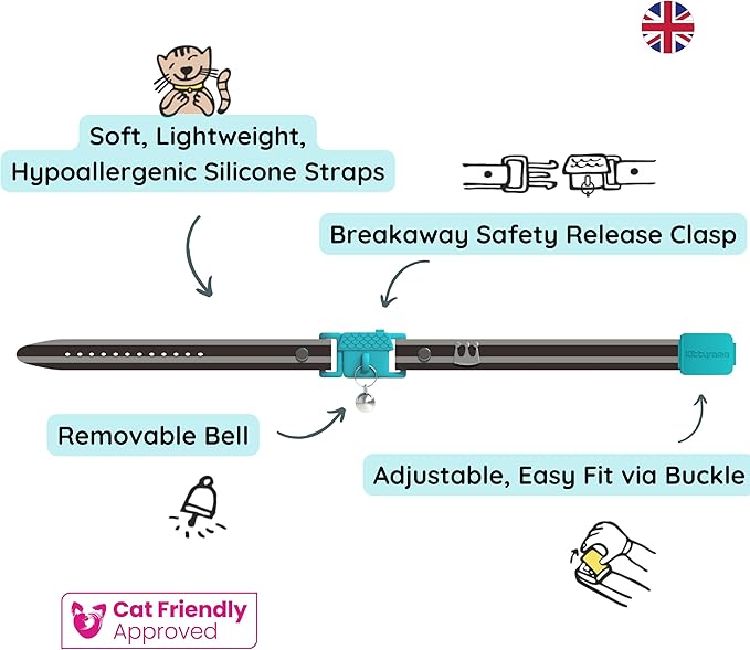 Kittyrama Havana Cat Collar with Bell. Breakaway Collar. Won't Rub Fur. Lightweight, Soft & Comfy