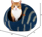 MEOWFIA Cat Cave – Premium Felt Cat Bed for Indoor Cats, Handmade 100% Merino Wool (Vivid Shades) (Large, Deep Azure)