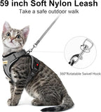 Cat Harness and Leash for Walking, Retractable Cat Harnesses and Leash Set Escape Proof, Breathable Soft Kitten Small Large Harness for Travel Training and Walking, Grey, S