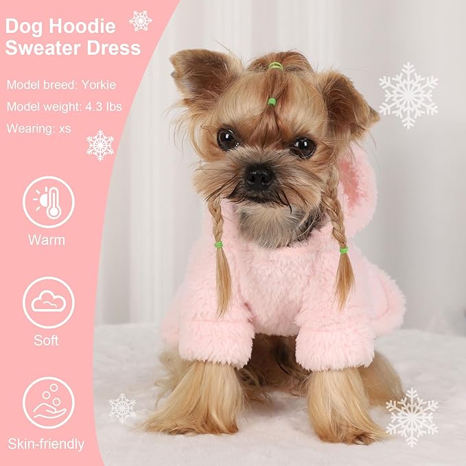 Dog Hoodie Dog Sweater Doggie Winter Clothes for Small Dogs Boy Girl Pet Hoodies for Dogs Cold Weather Doggy Coats Fall Winter Puppy Sweatshirt for Chihuahua Yorkie Cat Sweater Costumes