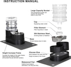 RIZZARI Automatic Cat Water Dispenser: Black 5L Elevated Feeder - Stainless Steel Gravity Bowl - Leakproof Base for Indoor Pets