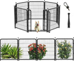 Tall Garden Fence, 32 in(H) 8 Panels Dog Fence Outdoor for Yard. Wide Door Low Threshold Total 17.7 Ft(L), Metal Dog Pen Heavy Duty Pet Puppy Exercise Pen for Rv Camping Garden Yard