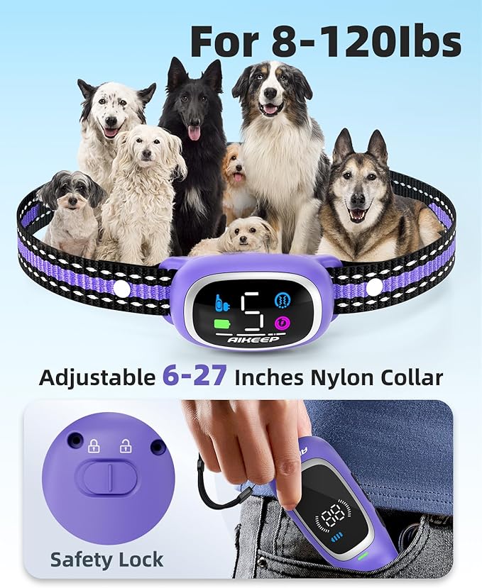 2-in-1 Dog Shock Collar and Bark Collar for Dogs – 3300FT Dog Training Collar with Remote, IP67 Waterproof e Collar with Anti-Bark/Beep/Vibration/Shock Modes for Small Medium Large Dog(8-120Lbs)