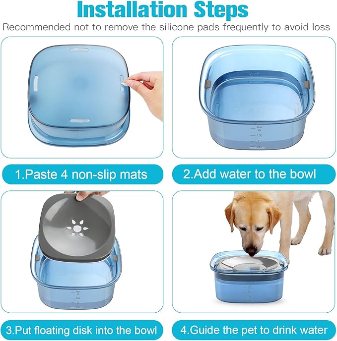 UPSKY 70oz Dog Water Bowl 2L No Spill Dog Bowl Large Capacity Spill Proof Slow Water Feeder, No Splash Dog Bowl Pet Water Dispenser Vehicle Carried Travel Slow Drinking Bowl for Messy Drinkers, Cats