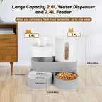 2 in 1 Automatic Dog Feeder and Water Dispenser,All-in-One Gravity 2.6L Pet Waterer, 2.4L Pet Feeder for Small Medium Cats Dogs