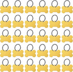 MECCANIXITY Bone Shaped Dog Tag Pet ID Tags, 38mmx25mm/1.5" x1 Metal Yellow Blank Dog Tags Cat Tags with Ring for Dog Cat, Pendant Crafts, Pack of 30