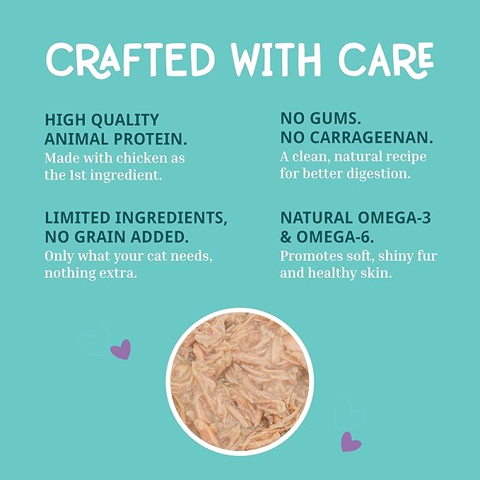 LOVE, NALA - Single Protein Chicken Flaked Wet Cat Food - Hydration Broth, Natural, Grain-Free, Non-GMO, No Gums, No Carrageenan, Human-Grade Chicken, Added Vitamins & Minerals - 2.8 oz, 12 Cans