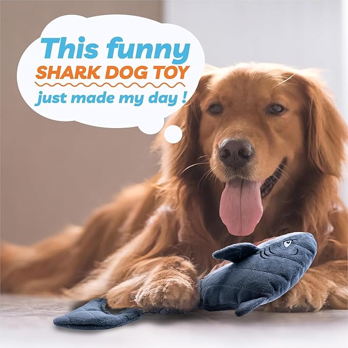 LEGEND SANDY Dog Toys for Large Dogs, Dog Chew Toys to Keep Them Busy, Interactive Squeaky Pet Toys, Tug of War, Crinkle Grey Shark