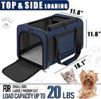 Dog Carrier Soft/Cat Crates Large Cat 20 to 25 pounds/Softsided Pet Car Travel Carry Bag 15 Pound Puppy/Top Open Transport Kennel Navy