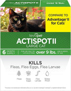TevraPet Actispot II Flea Treatment for Large Cats 9+ lbs | 6 Doses | Powerful Prevention and Control