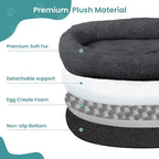 JOLLYVOGUE Human Dog Bed for Adults and Pets, Ultra-Soft Plush Giant Dog Bed with Egg Crate Foam, Non-Slip Base, and Machine Washable Cover - Ideal for Relaxation and Napping, Dark Grey