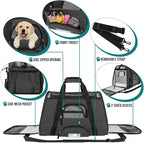 PetAmi Airline Approved Pet Carrier for Cat, Soft Sided Dog Carrier for Small Dog, Cat Travel Supplies Accessories Indoor Cats, Ventilated Pet Carrying Bag Medium Kitten Puppy, Large Heather Dark Gray
