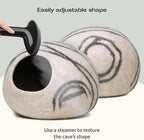 MEOWFIA Cat Cave – Premium Felt Cat Bed for Indoor Cats, Handmade 100% Merino Wool (Light Shades) (Medium, Light Grey)