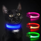 YFbrite LED Dog Collar XS, Lightweight Cat Collar Light, Comfortable Light Up Puppy Collars, USB Rechargeable Adjustable Puppy Walking Safety Light (Blue, XS)