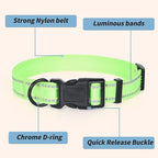 Mile High Life Nylon Night Light Glow Collar, Reflective Light Up Dog Collar, Fluorescent Self-Luminescent Strap for Small Medium Large Dogs (Lime, L Neck15-19")