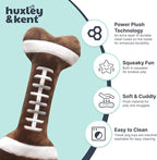 Huxley & Kent Funny Dog Toy w/Squeaker – Power Plush Squeaky Dog Toys for Small, Medium & Large Dogs – Soft Stuffed Animal for Indoor Play & Fetch - Football Bone, Large