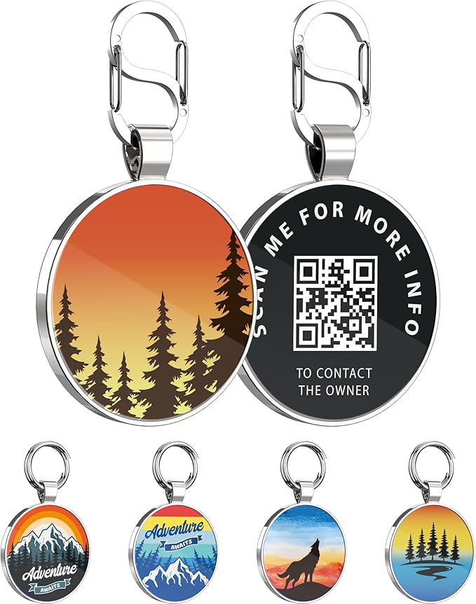 QR Dog Tags Personalized for Pets Custom Dog Tags Dog Name Tag QR Code Pet Tags Smart Pet ID Tags Free Online & Scan QR Receive Instant Pet Location Alert Email