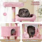 MoNiBloom 58 Inch Cat Tree Tower for Indoor Cats Large Adults, Pink Cat Tower with Scratching Post & Hammock, Pet Play House with Cat Condo, Soft Pink