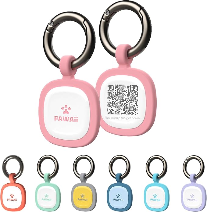 Pawaii QR Code Dog ID Tag, Silent Silicone Tag, Modifiable Pet Online Profile, Free Emergency Contact, 1Pack (Pink)