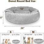 JOEJOY Dog Beds for Small Medium Dogs, Cozy Cuddler Luxury Puppy Pet Bed with Blanket Attached, Donut Round Calming Anti-Anxiety Dog Burrow Cave Bed - Anti-Slip Bottom and Machine Washable 26 inch