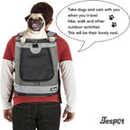 JESPET & GOOPAWS Pet Backpack Carrier for Small Dog, Puppy, Soft Carrier Backpack Ideal for Traveling, Hiking, Walking and Outdoor Activities with Family (Smoke Grey)