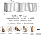 ZJSF Foldable Freestanding Indoor Dog Gate for House Wood Long Pet Gates Dog Fence for Stairs Puppy Gates for Hallways, Puppy Gate,Support Feet Included, Grey, 24 "Height-6 Panels