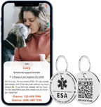 MYLUCKYTAG QR Code ESA Emotional Support Dog ID Tag - Pet Online Profile - Scan QR Receive Instant Pet Location Alert Email