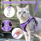 PUPTECK Cat Harness and Leash Set Escape Proof Reflective Cat Walking Harness Adjustable Soft Breathable Mesh Vest for Small Pets, Purple, S