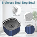 UPSKY 3L Dog Water Bowl 101oz Stainless Steel No Spill Large Capacity Dog Food Water Bowl Slow Water Feeder, Spill Proof Pet Water Dispenser Vehicle Carried Travel Water Bowls