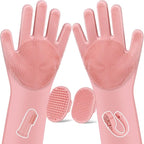 6PCS Pet Grooming Kit for Dogs,Cats and Horses | Dog Washing Gloves | Dog Bath Brush | Dog Bath Gloves | Dog Shampoo Brush | Pet Grooming Gloves | Dog Bath Supplies (Light Pink)