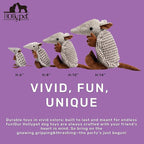 Hollypet Plush Dog Squeaky Toy Stuffed Armadillo Animal Pet Puppy Chew Toys with Clean Teeth for Small Medium Large All Breed Sizes Dogs, Gray, 10 in