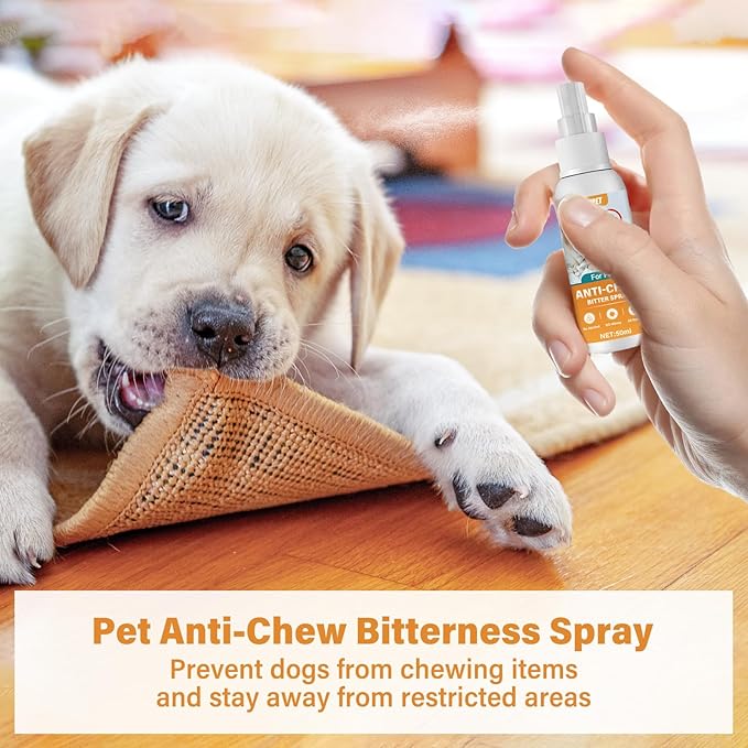 No Chew Spray for Dogs & Cats, Bitter Apple Spray for Dogs to Stop Chewing & Licking, Effective Dog Deterrent to Protect Furniture and Prevent Wound Licking, Non-Toxic, Alcohol-Free