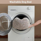 WNPETHOME Calming Dog Bed & Cat Bed, Anti-Anxiety Donut Small Dog Bed, Fluffy Faux Fur Cats Cushion Puppy Bed for Small Pets and Cats (24 x 24 inch, Light Coffee)
