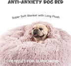 Himax Dog Beds for Medium Dogs, Donut Dogs Beds with Blanket Attached, Calming Dog Bed Washable (20"/26"/35") Beige