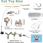 7-in-1 Kitten Toys for Indoor Cats with Washable Adhesive Suction Cup, Hanging Interactive Cat Toys, Silvervine Stick and Sisal Chew Rope Catnip Teething Toy for Bored Kitten
