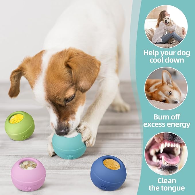 Long-Lasting Interactive Dog Lick Toy, Stuffable Dog Enrichment to Keep Dogs Busy, Wobbly Treat Dispensing Freezable Licking Toys, Food-Grade Safe (Teal Blue,M)