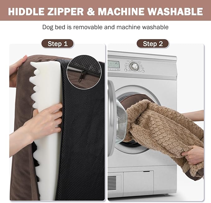 INVENHO Orthopedic Dog Bed for Extra Large Dogs, XXL Egg-Crate Foam Dog Couch with Washable Removable Cover, Waterproof Lining and Nonskid Bottom