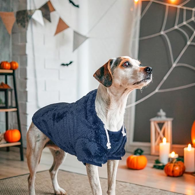 SCENEREAL Fleece Dog Sweater Hoodie for Small Medium Large Dogs, Fuzzy Warm Puppy Sweatshirt with Pocket, Girl Boy Pet Clothes for Winter/Fall, Designer Cute Male/Female Cat Clothes with Leash Hole