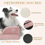 Comfort Expression Small Dog Beds Waterproof Orthopedic Foam Dog Sofa Beds for Small Dogs Comfy Pet Bed with Washable Removable Cover & Non-Slip Bottom(X-Small,Pink)